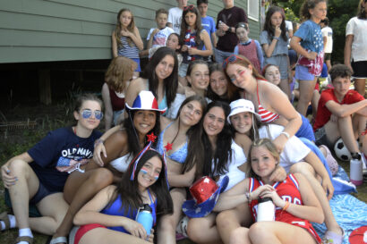 Group of teens dress in the american flag colors