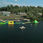 Floating obstacle course on a lake
